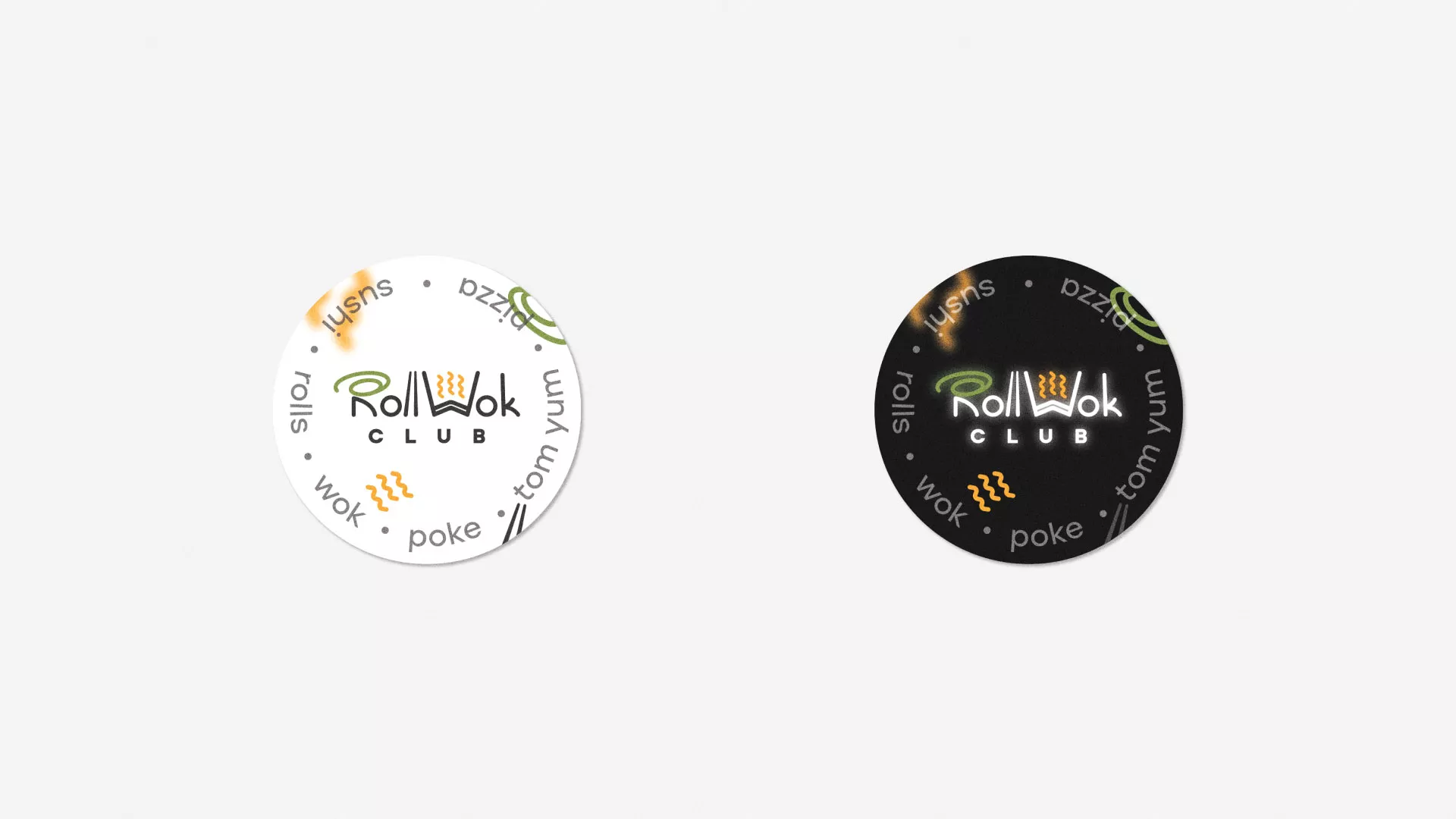 Разработка наклеек для суши-бара «Roll Wok Club» в Заволжске